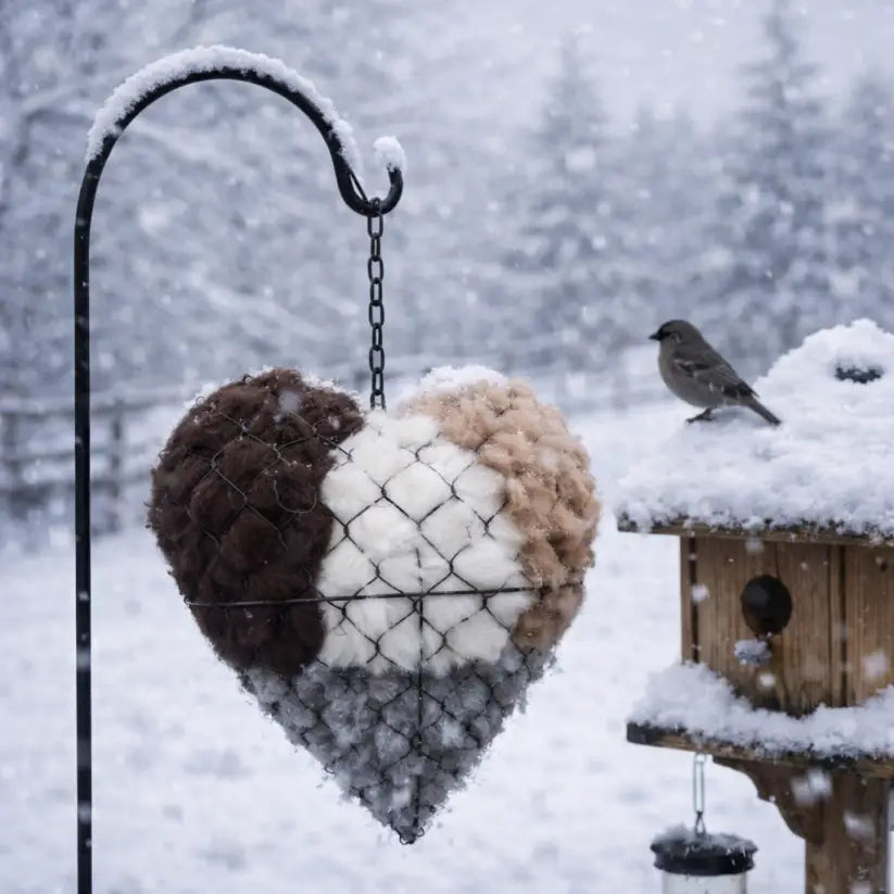 Handmade Alpaca Bird Nesting Heart