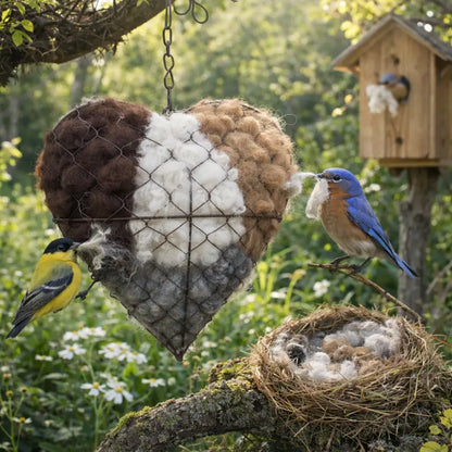 Handmade Alpaca Bird Nesting Heart