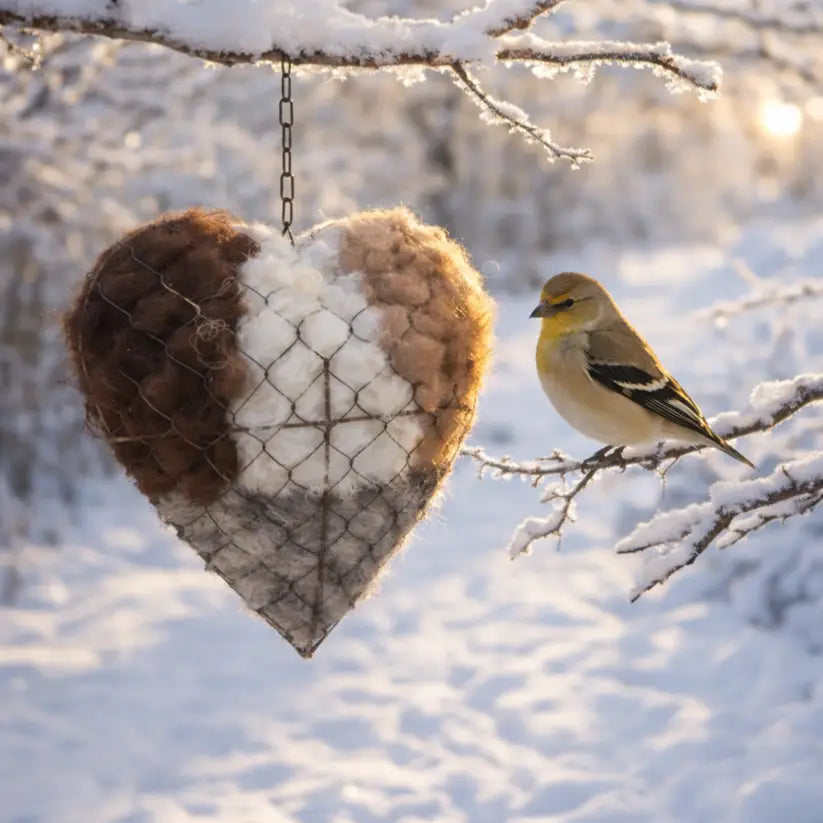 Handmade Alpaca Bird Nesting Heart