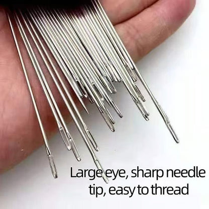 34 Pieces Big Eye Steel Needles Set - Complete Package