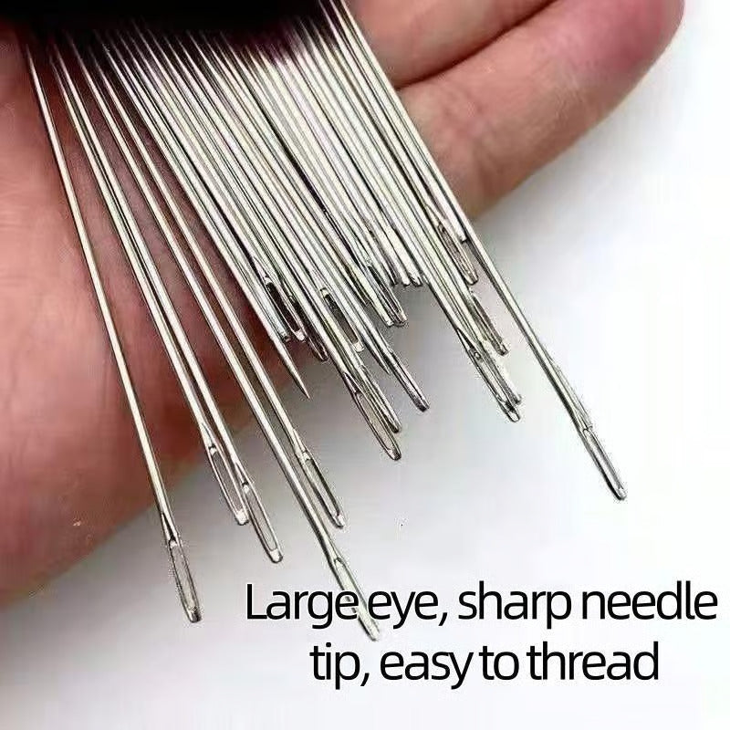 34 Pieces Big Eye Steel Needles Set - Complete Package