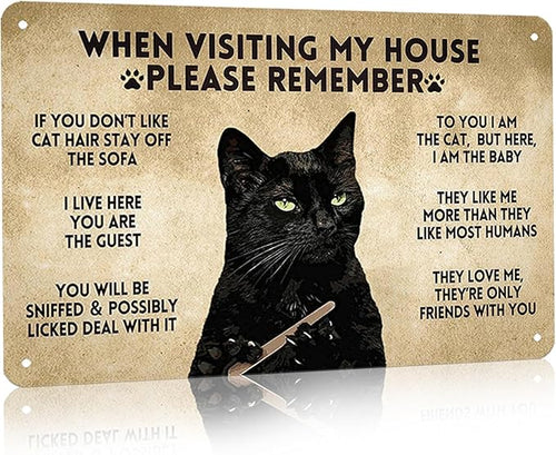 LV5 - Funny Cat House Rules Metal Sign